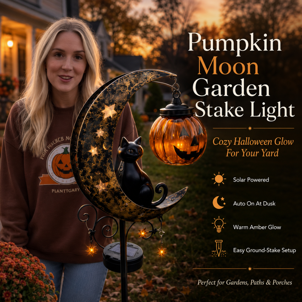 🌙 Pumpkin Moon Glow — Solar Halloween Garden Stake Light