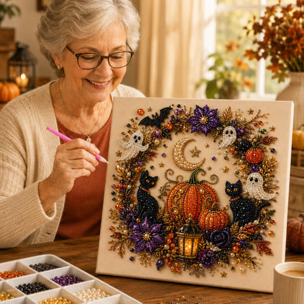 Halloween Ghost Diamond Art Kit – DIY Crystal Painting Craft Set