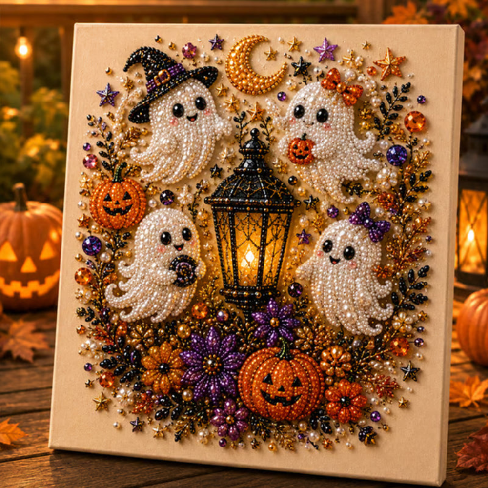 Halloween Ghost Diamond Art Kit – DIY Crystal Painting Craft Set