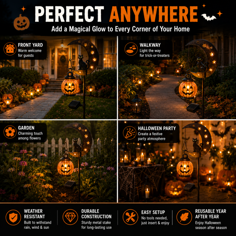 🌙 Pumpkin Moon Glow — Solar Halloween Garden Stake Light