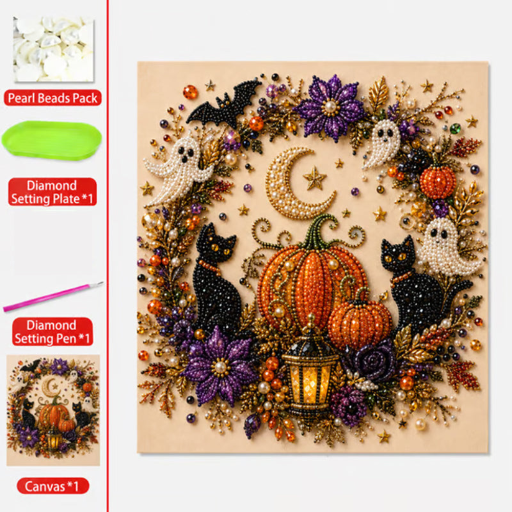 Halloween Ghost Diamond Art Kit – DIY Crystal Painting Craft Set