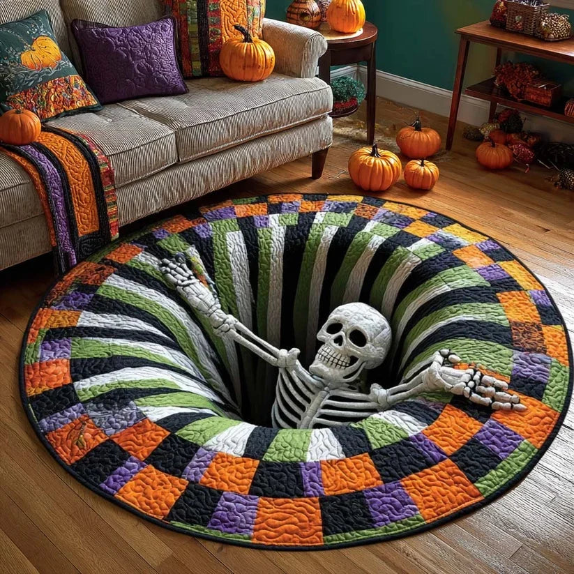 SpookyVision Halloween 3D Skeleton Optical Illusion Rug