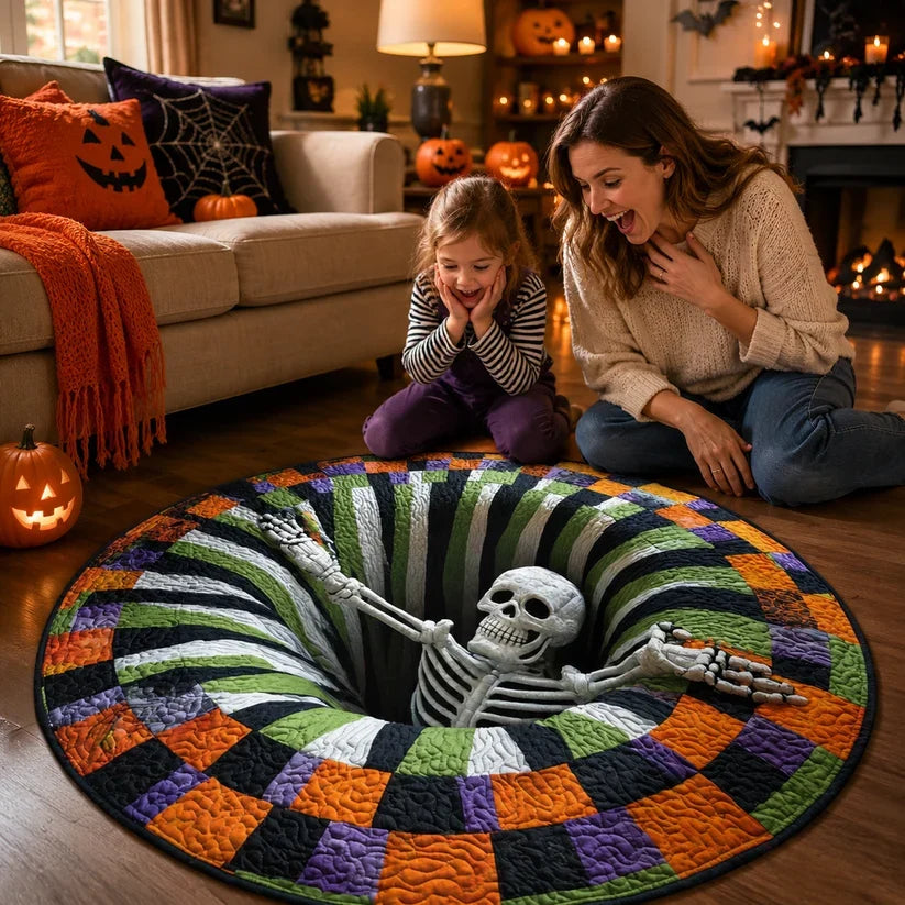 SpookyVision Halloween 3D Skeleton Optical Illusion Rug